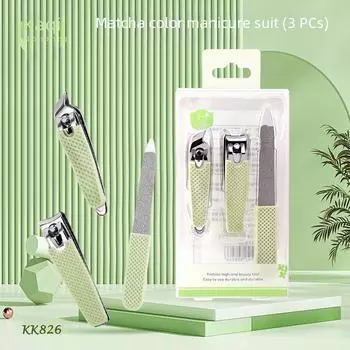 Kaqi Duoduo Non-Slip Silicone Handle Nail Clippers Set - Stainless Steel Flat & Bevel Clippers KK826