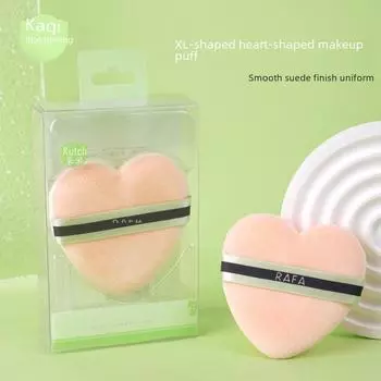 Kaqi Duoduo XL Heart-Shaped Doublesided Flocking Makeup Puff - Мягкая пуховка-спонж для румян и сухой пудры