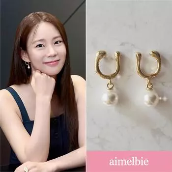 [KARA Seungyeon, STAYC Sieun Earrings] Подкова и жемчужные серьги (Маленький) - Золото