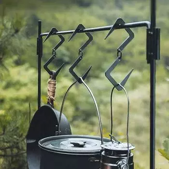 Карабин для пикника, костра, гриля, крючок для подвешивания чайника, вешалка для пикника на открытом воздухе, крючок из нержавеющей стали серебряный