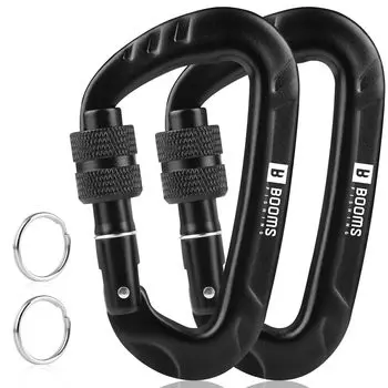 Карабин для рыбалки CC11 с замком, грузоподъемность 12 кН, алюминиевый карабин, большое D-образное кольцо, черное для гамака, кемпинга, брезента (1200кг)