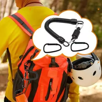 Карабин для рыбалки, карабин для походов, держатель для походного снаряжения, зажим с магнитной пряжкой и пружинным тросом, надежное крепление чёрный