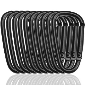 Карабин REIYAIBA из алюминиевого сплава, многофункциональный, сверхлегкий, с D-образным кольцом, не ржавеет, для кемпинга, пешего туризма, походов, предотвращения падений, рыбалки на открытом воздухе чёрный