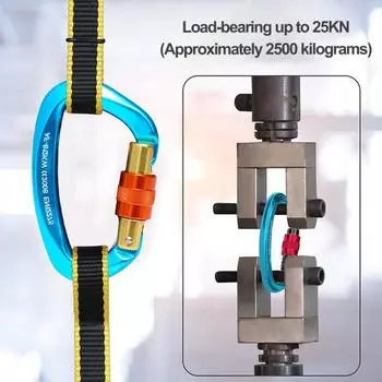 Карабин с винтовой фиксацией ворот, сверхмощный 812KW 25KN, авиационное D-образное кольцо, защитная пряжка для походов на открытом воздухе красный