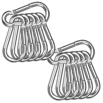 Карабин Wlikn 304 из нержавеющей стали с пружинным крюком, многофункциональный, для пешего туризма, рыбалки, для потолка, для кемпинга, для использования на открытом воздухе, устойчив к ржавчине, без блокировки серебряный