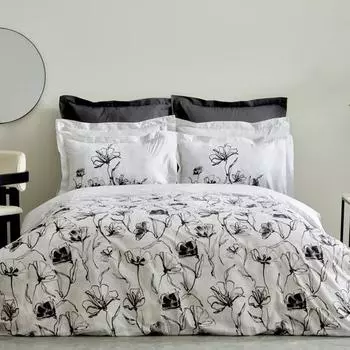 Karaca Домашняя страница Lucinda Двойной пододеяльник из 100% хлопка, черный