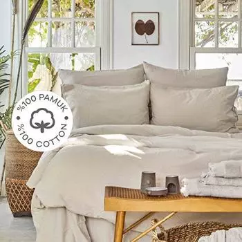 Karaca Home 4 Element Air Светло-серый комплект из 100% хлопка с двойным пододеяльником