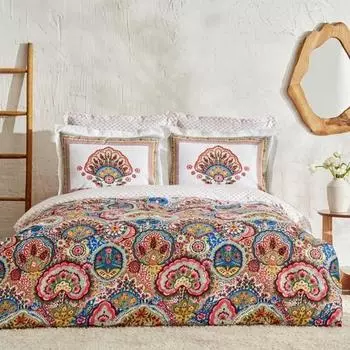 Karaca Home Admira Хлопковый комплект двойного пододеяльника лососевого цвета