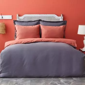Karaca Home Basic Anthracite-Terra Cota Single Duvet Cover Set