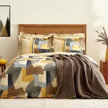 Karaca Home Bertin Double Duvet Cover Cotton Blanket Set Brown