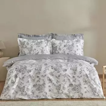 Karaca Home Cara Хлопковый атласный двойной пододеяльник серый с ароматом в подарок