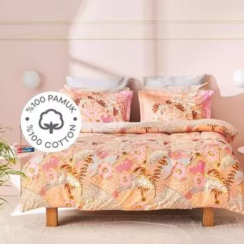 Karaca Home Denis 100% хлопок, атласный комплект пододеяльников, пудра