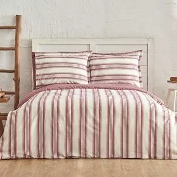 Karaca Home Dora Claret, окрашенная в красную пряжу, одиночный полный набор