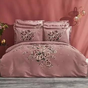 Karaca Home Estila Комплект пододеяльников из 100 % хлопка с двойным атласом, цвет «Пыльная роза»