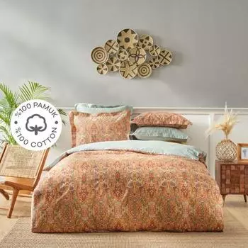 Karaca Home Evan Tile Double 100% Cotton Satin Duvet Cover Set