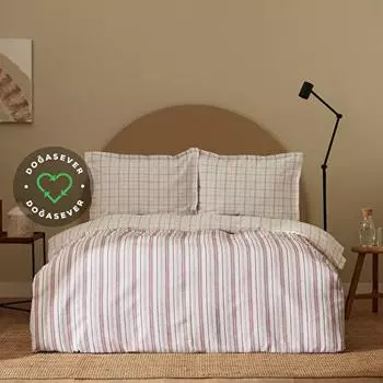 Karaca Home Geo Recycle Одинарный комплект пододеяльников Бордово-красный