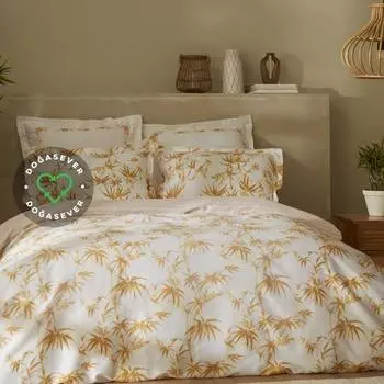 Karaca Home Grove Bamboo Double 100% Cotton Duvet Cover Set Yellow