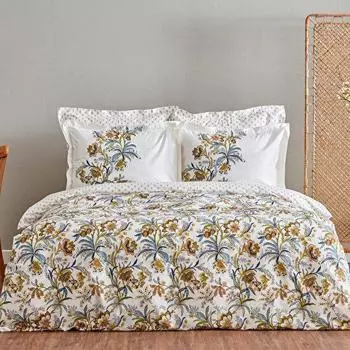 Karaca Home Indra Комплект двойных пододеяльников из 100% хлопка, желтый, полипропилен