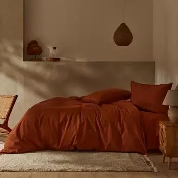 Karaca Home Pollen Linen Single Duvet Cover Set Terracotta