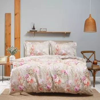 Karaca Home Tresna Серый двойной комплект пододеяльников из 100 % хлопка и атласа