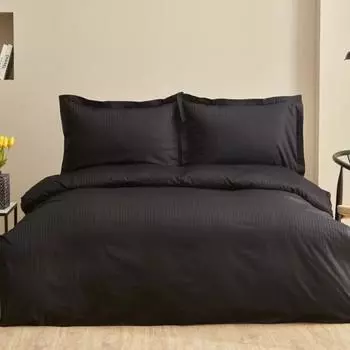 Karaca Home Uniq 100% Cotton Single Satin Duvet Cover Set Black