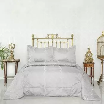 Karaca Home Versailles Серебряный комплект из 3 предметов с вышивкой приданое покрывала