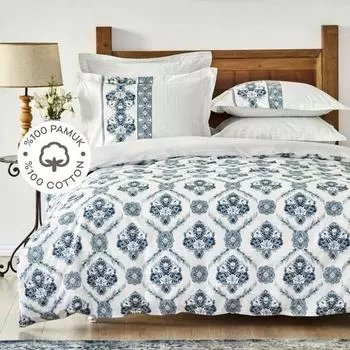 Karaca Home Vivane Blue Комплект двойных пододеяльников из 100% хлопка