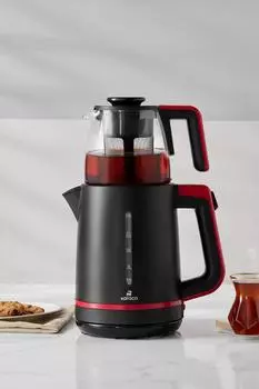 Karaca Maxi Tea Xl 2in1 Glass Teapot Tea Machine and Kettle Cranberry