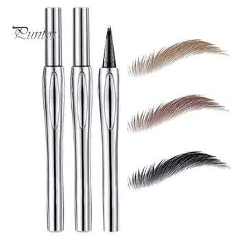 Карандаш для бровей 0,5 мл, 2 микровилочных аппликатора, водостойкий, натуральный, долговечный, не размазывающийся, двухзубчатый жидкий карандаш для контурирования бровей Straight peen серый/коричневый