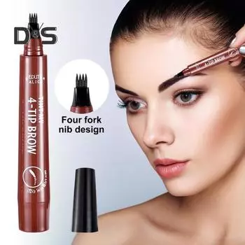 Карандаш для бровей 2,5 г, 4 микро-вилки, аппликатор, натуральный, долговечный, устойчивый к размазыванию, микроблейдинг, жидкая ручка для контурирования бровей, инструменты для макияжа для женщин и девочек светло-коричневого