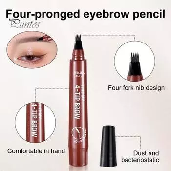 Карандаш для бровей 2,5 г, 4 микро-вилки, аппликатор, водонепроницаемый, натуральный, долговечный, устойчивый к размазыванию, жидкая ручка для микроблейдинга для бровей, контурная ручка для женщин и девочек светло-коричневого