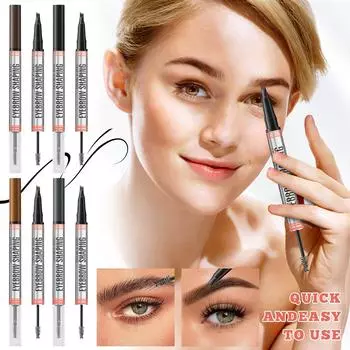 Карандаш для бровей 2-в-1 и закрепляющий гель для бровей, макияж бровей для естественного вида и пышности бровей, 1 шт. 1,5 мл+0,4 мл One Size