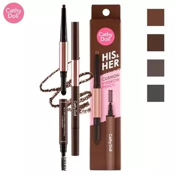Карандаш для бровей Cathy Doll His & Her Cushion 0,16 г+0,4 г № 01-04 - Тайская косметика 01 Dark Brown