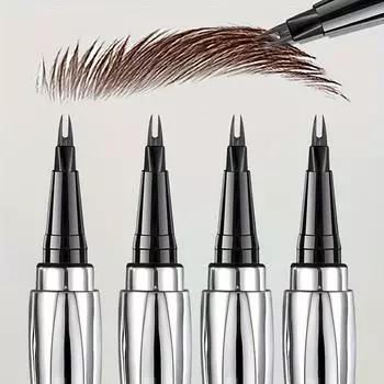 Карандаш для бровей с очень тонким кончиком, водостойкий, устойчивый к поту, 2-точечный жидкий карандаш для бровей, естественный вид, двойной зубец для начинающих, тонкая точная ручка для бровей 1# Brown