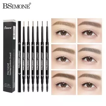 Карандаш для бровей с тонким и маленьким круглым кончикомДвусторонний карандаш для бровей с кистью для бровейПоворотный водонепроницаемый несмазывающийся карандаш для бровей