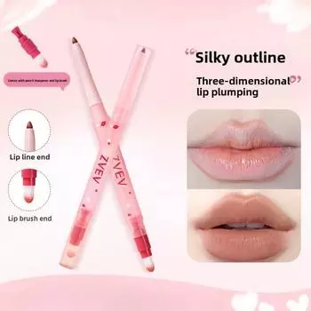 Карандаш для губ Mist Lip Liner с двойной головкой и кисточкой для губ Natural Silky Smooth Водостойкая помада Двойного назначения Перманентный макияж Ежедневный женский модный макияж