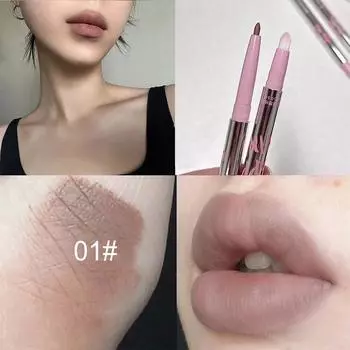 Карандаш для губ Nude с кисточкой для губ Cappuvini Korean Style Lip Makeup Long Last Velvet Matte Lipstick 01#
