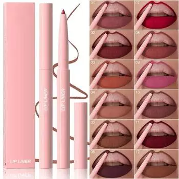 Карандаш для губ Nude Tapered Lip Liner Pencil Matte Creamy Plumping Lip Stain Waterproof Natural Nude Brown Slim Lip Liner Make Up Long-Stick