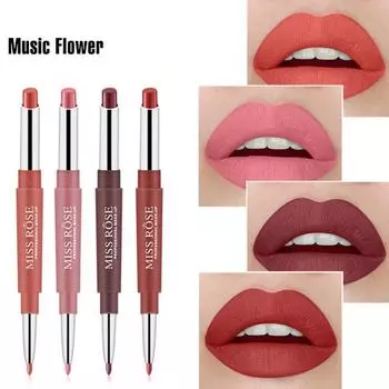 Карандаш для губ Стойкая матовая текстура Увлажняющая передовая косметика Карандаш для губ с двойной головкой Губная помада