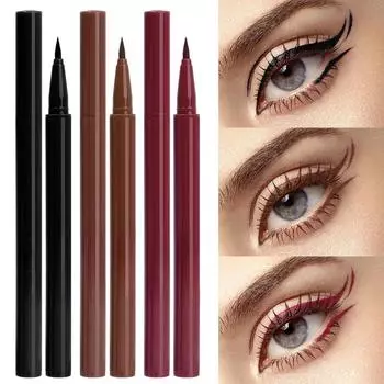 Карандаш для подводки глаз двойного назначения: Тонкая черная жидкая подводка и карандаш в одном флаконе, быстросохнущая, водостойкая, не размазывается, обеспечивает стойкий макияж чёрный