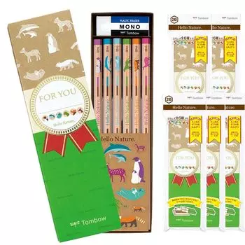 Карандаш для рисования Tombow Pencil 2B в бумажной коробке Hello Nature Подарочный набор из 6 дюжин (Характеристики подарка) МП-ХН01-2Б-6П