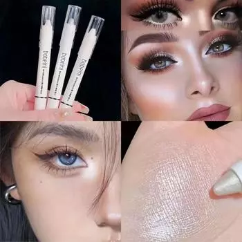 Карандаш для теней для век, легкий контуринг, наклонная ручка тутового шелкопряда, перламутровый мерцающий водостойкий натуральный осветляющий карандаш для теней для век, стойкий макияж