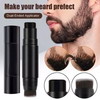 Карандаш для заполнения бороды для мужчин, естественный вид, долговечный, водостойкий, устойчивый к поту, фиксатор для усов и бровей, 2-в-1, двухсторонняя кисть для заполнения бороды темно-коричневого