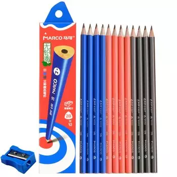Карандаш Marco 2b с заточкой, треугольный, корректирует захват, для начальной школы с 1 по 3 класс, деревянный подарок в виде карандаша 1, маленький подарок для школы 12