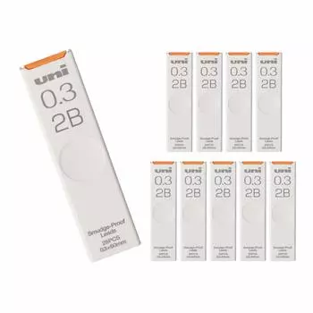 Карандаш механический Mitsubishi Pencil грифель uni 2B 10 шт Hako ULS03252B 0.3 белый
