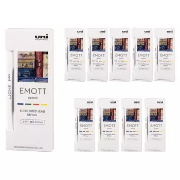 Карандаш Mitsubishi, механический карандаш, грифель EMOTT, карандаш Emott, 4 цвета, ностальгический цвет, 10 штук, Hako 0,9 № 3 ULE09MIX.NO3