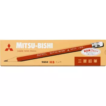 Карандаш Mitsubishi Pencil с ластиком 9850 HB 1 дюжина K9850HB