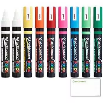 Карандаш Mitsubishi стираемый черный Posca на водной основе пигментный средний кисточка PCE-200-5M 8 цветов (2 только белых) + Карта Roconeco