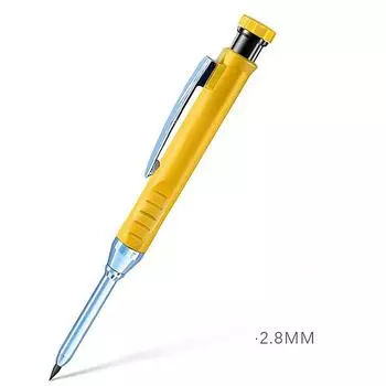 Карандаш плотника механический с точилкой для деревообработки и строительства Карандаш плотника с длинной головкой жёлтый