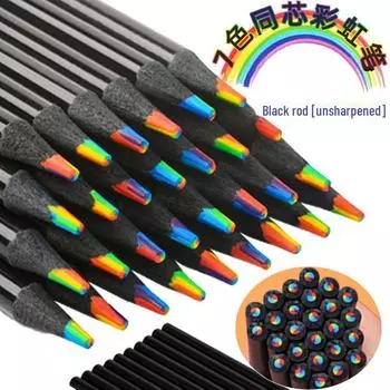 Карандаш Rainbow Wood с 7-цветным стержнем для творчества своими руками - черная радужная ручка с разноцветным стержнем 7-Color Black Wood Rainbow Pencil
